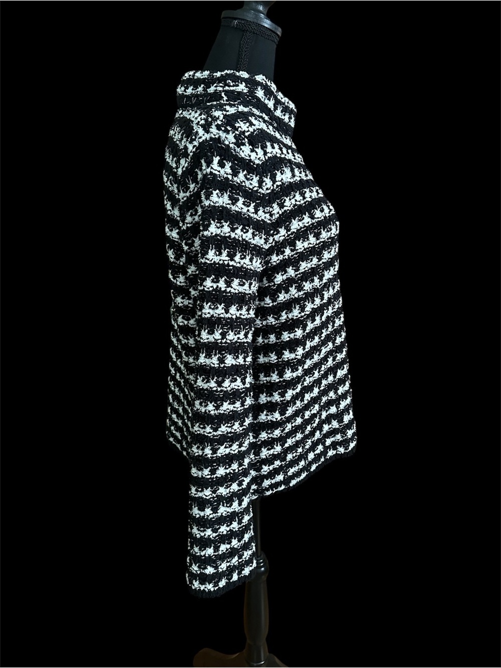 Ann Taylor mockneck black and white knit textured sweater size M - Picture 5 of 7